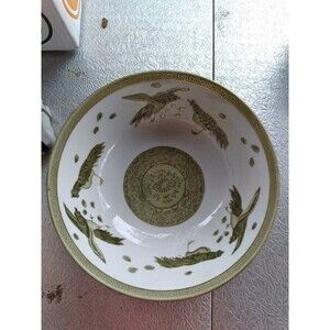 Andrea by Sadek Ornate Serving Bowl Falcon Bird pattern porcelain Vintage EUC